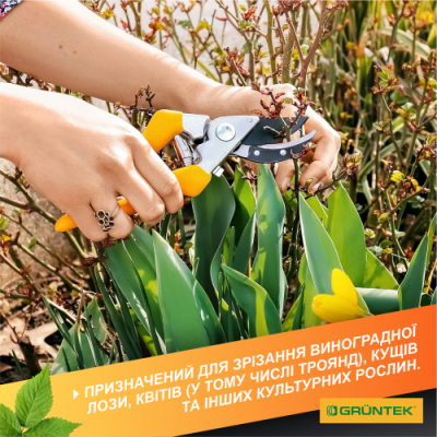 Секатор GRUNTEK Gerfalke жовтий 210 мм (295108226) Секатор GRUNTEK Gerfalke жовтий 210 мм (295108226)