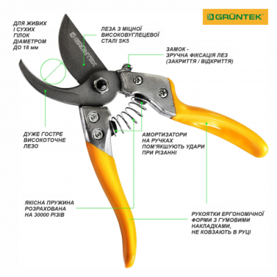 Секатор Gruntek Phoenix 200 мм 295200018