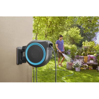 Катушка настенная Gardena RollUp XL бирюзовая + набор для полива 35 м
