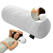 Подушка валик NORDIC COMFORT ТМ IDEIA 15*40 см з повітропроникною вставкою ​​​​​біла, подушка для шиї та голови ( 8-34691*001 )