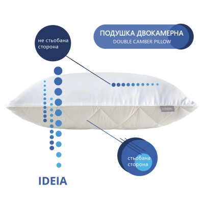 Подушка для сну Double Chamber двокамерна ТМ IDEIA 50х70 см св.сірий/біла ( 8-31757*003 ) Подушка для сну Double Chamber двокамерна ТМ IDEIA 50х70 см св.сірий/біла ( 8-31757*003 )