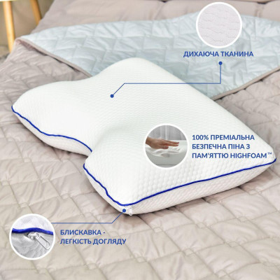 Подушка ортопедична MEMORY FOAM IDEIA контурна 58х42х13 см з ефектом пам'яті ( 8-35534 ) Подушка ортопедична MEMORY FOAM IDEIA контурна 58х42х13 см з ефектом пам'яті ( 8-35534 )