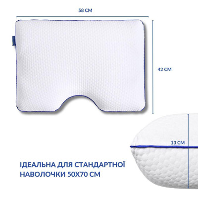 Подушка ортопедична MEMORY FOAM IDEIA контурна 58х42х13 см з ефектом пам'яті ( 8-35534 ) Подушка ортопедична MEMORY FOAM IDEIA контурна 58х42х13 см з ефектом пам'яті ( 8-35534 )