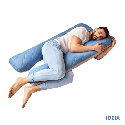 Подушка П-подібна для сну та відпочинку стьобана IDEIA 140х75х20 см, U-shape, з наволочкою на блискавці, антиалергенна, сіра ( 8-33724*002 )