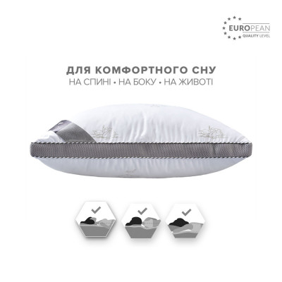 Подушка для сну Classica Soft 3D трикамерна з аналогом лебединого пуха ТМ IDEIA 50х70 см лебеді ( 8-31771*001 )