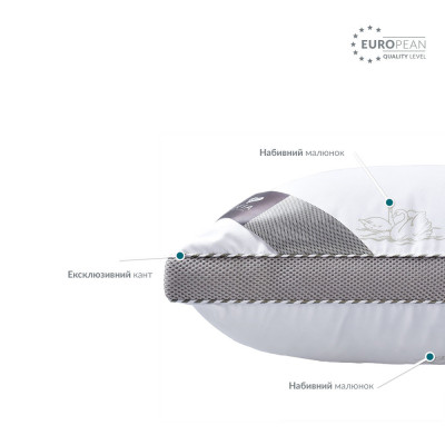 Подушка для сну Classica Soft 3D трикамерна з аналогом лебединого пуха ТМ IDEIA 50х70 см лебеді ( 8-31771*001 )