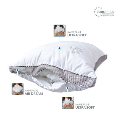 Подушка для сну Classica Soft 3D трикамерна з аналогом лебединого пуха ТМ IDEIA 50х70 см лебеді ( 8-31771*001 )