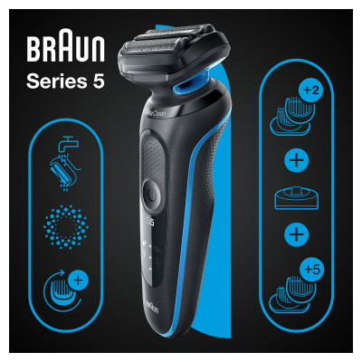 Електрична бритва Braun Series 5 51-B4650cs Black/Blue Електрична бритва Braun Series 5 51-B4650cs Black/Blue