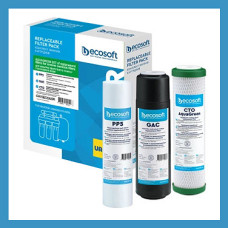 Улучшенный комплект картриджей Ecosoft 1-2-3 для фильтров обратного осмоса с функцией экономии воды (Х2)