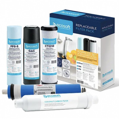 Ecosoft комплект (PP5-GAC-СТО + Постфільтр + Мембрана Filmtec 50g)