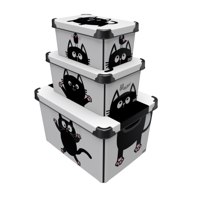 Контейнер Qutu Style Box Meow Black, 20 л