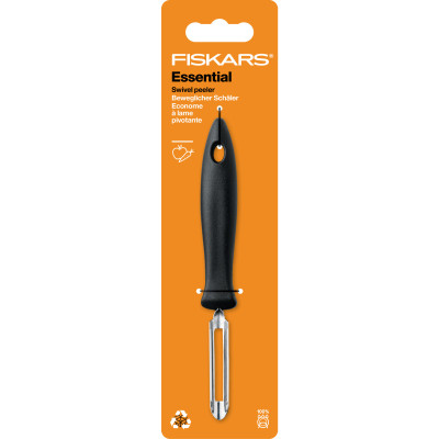 Ніж з рухомим лезом Fiskars Essential для чищення овочів 6 см Black 1065586 Ніж з рухомим лезом Fiskars Essential для чищення овочів 6 см Black 1065586