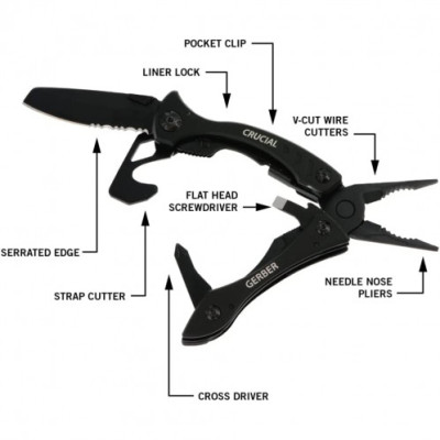Мультитул Gerber Crucial Multi-Tool w/Strap Cutter 31-001518 (1013994)