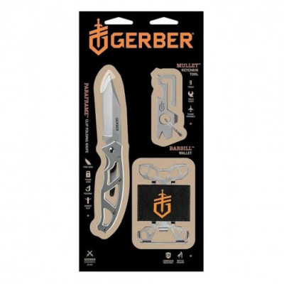 Подарунковий набір Gerber ніж Paraframe I + Mullet Solid State Stonewash Card + Barbill 31-004020 (1059859) Подарунковий набір Gerber ніж Paraframe I + Mullet Solid State Stonewash Card + Barbill 31-004020 (1059859)