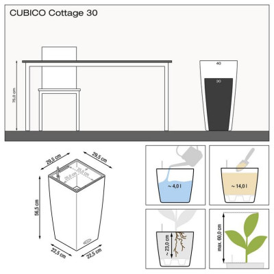 Вазон Lechuza Cubico Cottage 30, пісочно-коричневий