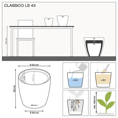 Вазон Lechuzа Classico Premium LS 43, антрацит