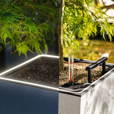 Вазон CANTO Stone 40 low LED (сірий камінь)