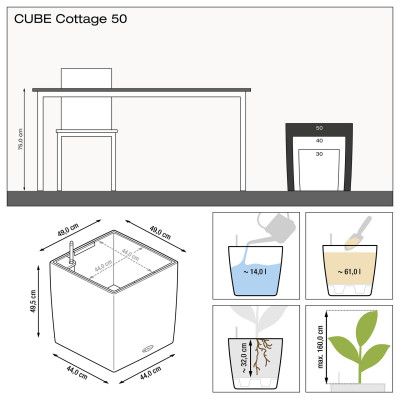 Вазон Lechuzа Cottage Cube 50, мокко