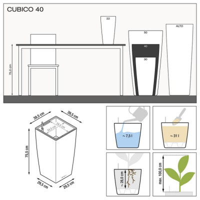Вазон Lechuzа Cubico 40, кофе-металік