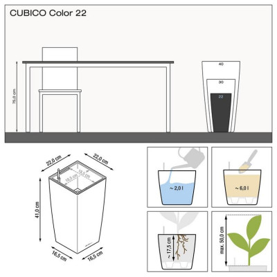Вазон Lechuza Cubico Color 22, сірий Вазон Lechuza Cubico Color 22, сірий