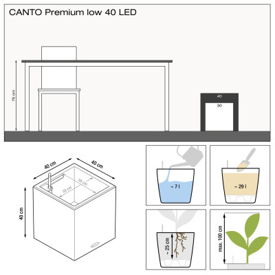 Вазон CANTO Premium 40 low LED (антрацит) Вазон CANTO Premium 40 low LED (антрацит)