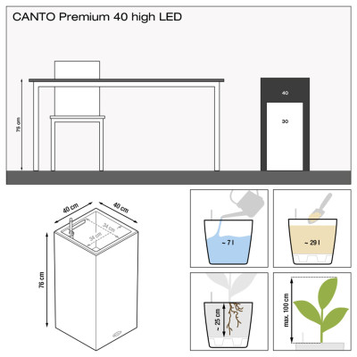 Вазон CANTO Premium 40 high LED (білий) Вазон CANTO Premium 40 high LED (білий)