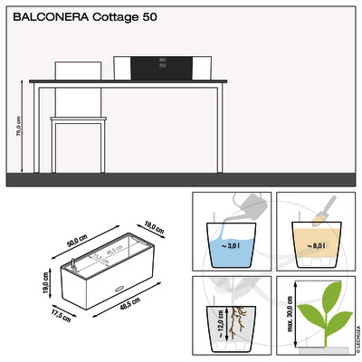Вазон Lechuza Balconera Cottage 50, білий Вазон Lechuza Balconera Cottage 50, білий