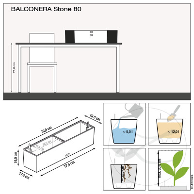 Вазон Lechuza Balconera Stone 80, пісочно-бежевий