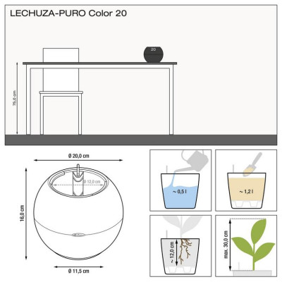 Вазон Lechuza Puro Color 20, белый