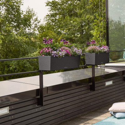 Вазон Lechuza Balconera Stone 80, графітово-чорний