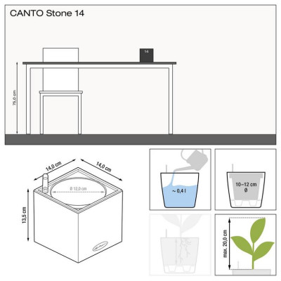 Вазон Lechuza Canto Stone 14, графитно-черный