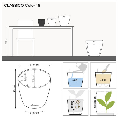 Вазон Lechuza Classico Color 18, сірий Вазон Lechuza Classico Color 18, сірий