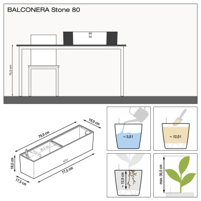 Вазон Lechuza Balconera Stone 80, кварцовий білий Вазон Lechuza Balconera Stone 80, кварцовий білий