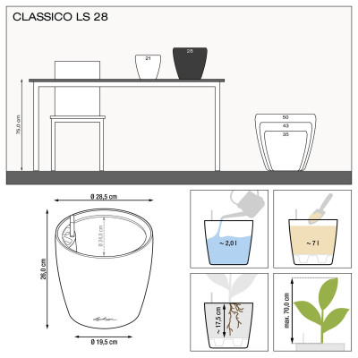 Вазон Lechuza Classico Premium LS 28, білий