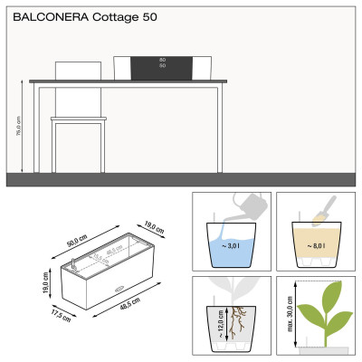 Вазон Lechuza Balconera Cottage 50, графітовий чорний