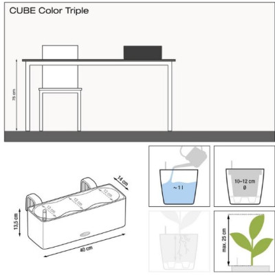 Вазон Lechuza Cube Color Triple 40 сірий Вазон Lechuza Cube Color Triple 40 сірий