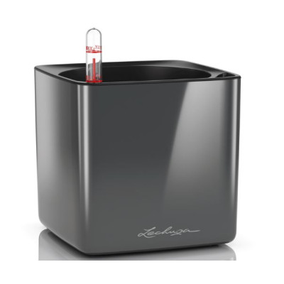Вазон Lechuza Cube Glossy 14, антрацит