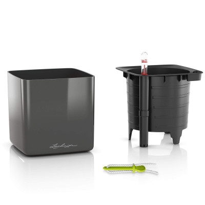 Вазон Lechuza Cube Glossy 14, антрацит Вазон Lechuza Cube Glossy 14, антрацит