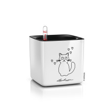 Вазон Lechuza Cube Glossy Cat 4, білий блискучий