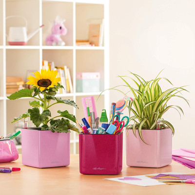 Вазон Lechuza Cube Glossy 14, рожевий Вазон Lechuza Cube Glossy 14, рожевий