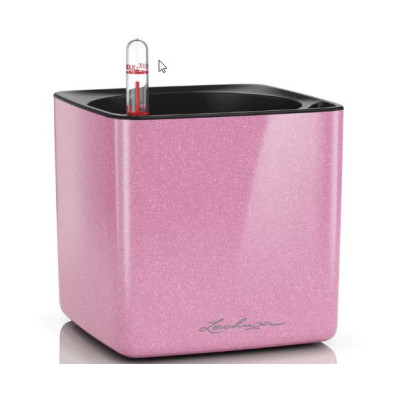 Вазон Lechuza Cube Glossy 14, рожевий
