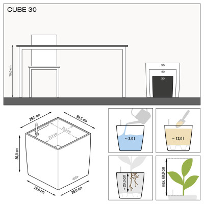 Вазон Lechuza Cube Premium 30, антрацит