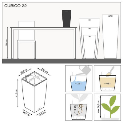 Вазон Lechuza Cubico Premium 22, белый Вазон Lechuza Cubico Premium 22, белый