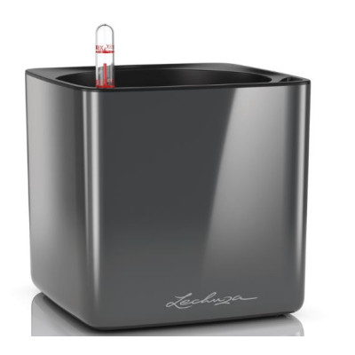 Вазон Lechuza Cube Glossy 16, антрацит