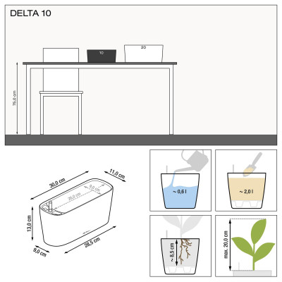 Вазон Lechuza Delta Premium 10, антрацит Вазон Lechuza Delta Premium 10, антрацит