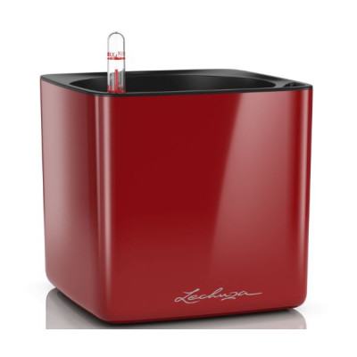 Вазон Lechuza Cube Glossy 16, червоний