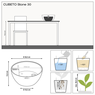 Вазон Lechuza Cubeto Stone 30 Светло-бежевый