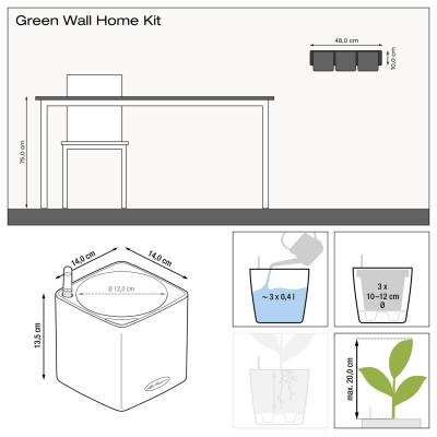 Комплект Lechuza Green Wall Home Kit Glossy, 48х6х14 см, білий Комплект Lechuza Green Wall Home Kit Glossy, 48х6х14 см, білий