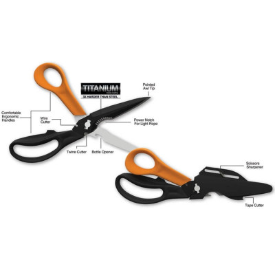 Багатофункціональні ножиці Fiskars Cuts + More 23 см леза з титановим покриттям 1000809 Багатофункціональні ножиці Fiskars Cuts + More 23 см леза з титановим покриттям 1000809