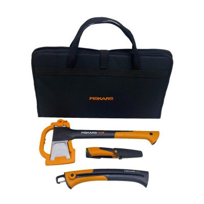 Подарунковий набір Fiskars (Сокира 1015640+точило 1000601+ніж 1023619+пила 1000614) 2021284